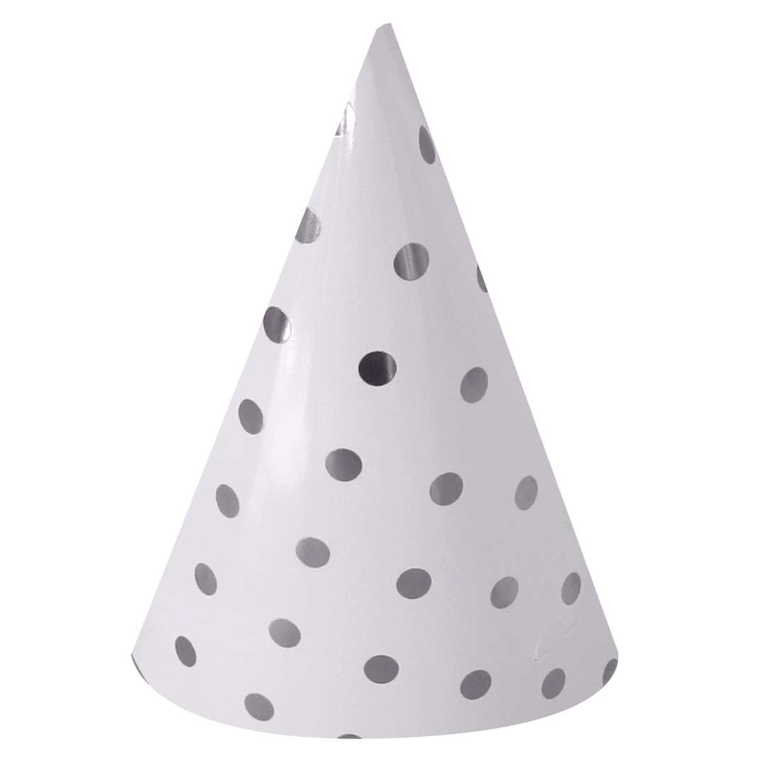 Колпаки, Серебристые конфетти, Белый/Серебро, 16 см, 6 шт. Колпаки, Серебристые конфетти, Белый/Серебро, 16 см, 6 шт.