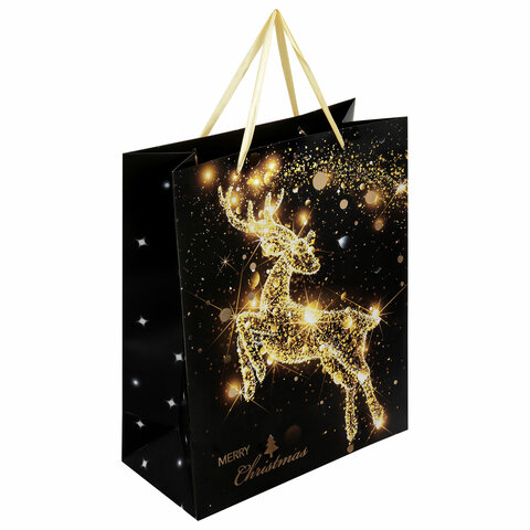 Пакет подарочный (1 штука) новогодний 26x13x32 см, ЗОЛОТАЯ СКАЗКА "Midnight Deer", фольга Пакет подарочный (1 штука) новогодний 26x13x32 см, ЗОЛОТАЯ СКАЗКА «Midnight Deer», фольга