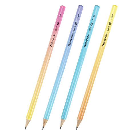 Карандаш чернографитный BRAUBERG "SOFT PASTEL", 1 шт., HB, корпус ассорти, 1 шт Карандаш чернографитный BRAUBERG «SOFT PASTEL», 1 шт., HB, корпус ассорти, 1 шт