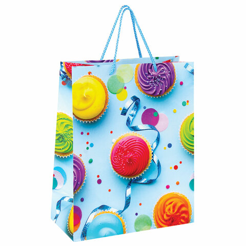 Пакет подарочный (1 штука) 26x13x32 см, ЗОЛОТАЯ СКАЗКА "Кексики", ламинированный Пакет подарочный (1 штука) 26x13x32 см, ЗОЛОТАЯ СКАЗКА «Кексики», ламинированный