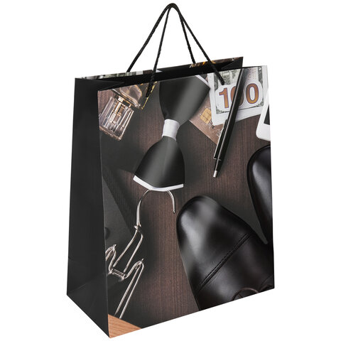 Пакет подарочный (1 штука) 26x13x32см ЗОЛОТАЯ СКАЗКА "Businessman", выборочный лак Пакет подарочный (1 штука) 26x13x32см ЗОЛОТАЯ СКАЗКА «Businessman», выборочный лак