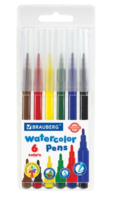 f5d2bb78-db2e-4f2b-bcb6-563bd93a7c00 Фломастеры BRAUBERG «PREMIUM», 6 цветов, КЛАССИЧЕСКИЕ, вентилируемый колпачок, ПВХ-упаковка