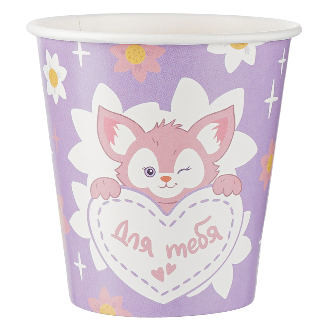 Стаканы (250 мл) Лисенок с цветком, Сиреневый, 6 шт. Стаканы (250 мл) Лисенок с цветком, Сиреневый, 6 шт.