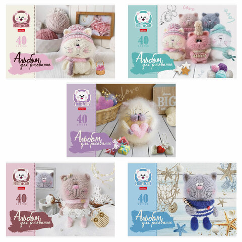 Альбом для рисования, А4, 40 л., скоба, обложка картон, HATBER, 205х290 мм, "Уютные котики", 1 шт Альбом для рисования, А4, 40 л., скоба, обложка картон, HATBER, 205х290 мм, «Уютные котики», 1 шт