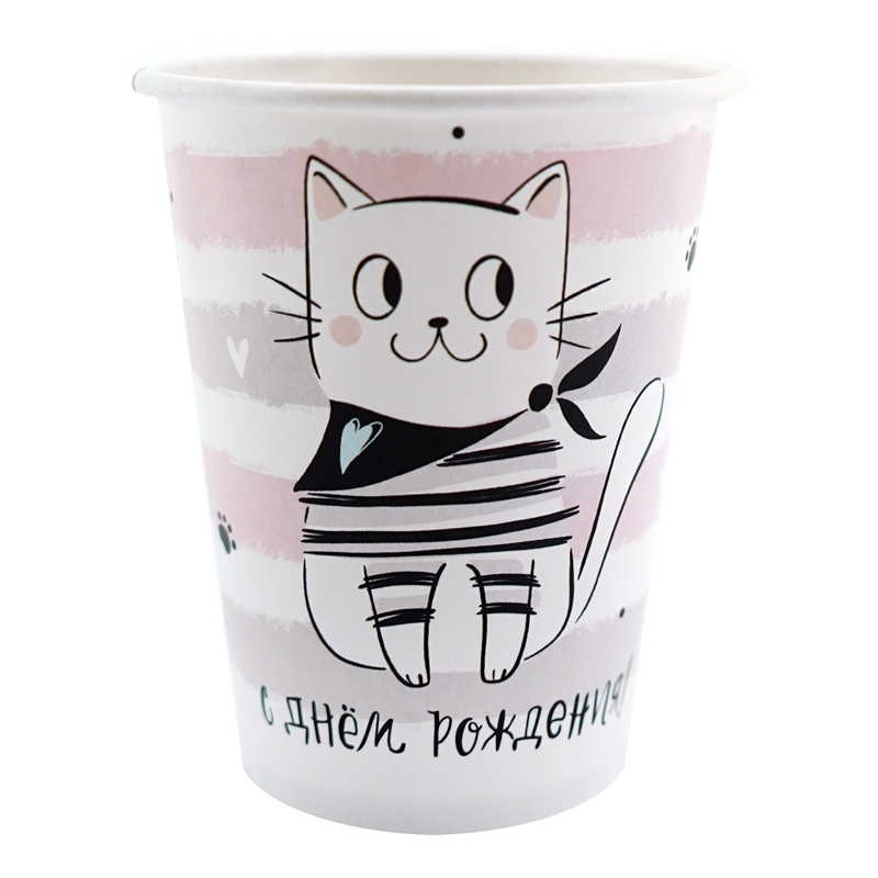 Стаканы бумажные "С Днем рождения" Котики Стаканы бумажные «С Днем рождения» Котики