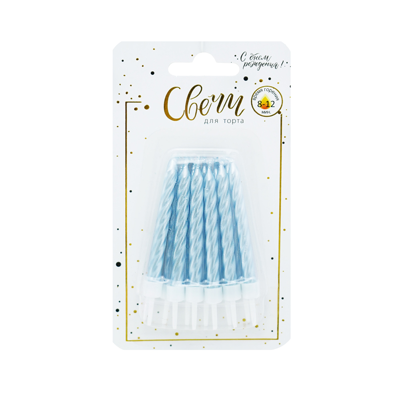 Свечи тортовые классические "Перламутр" Нежно-голубые с держателями, 6 см, 12 шт в упак. Свечи тортовые классические «Перламутр» Нежно-голубые с держателями, 6 см, 12 шт в упак.