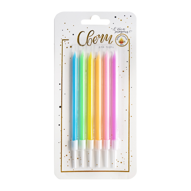 Свечи тортово-коктейльные Микс Неон с держат. 6 шт. в упак. Свечи тортово-коктейльные Микс Неон с держат. 6 шт. в упак.