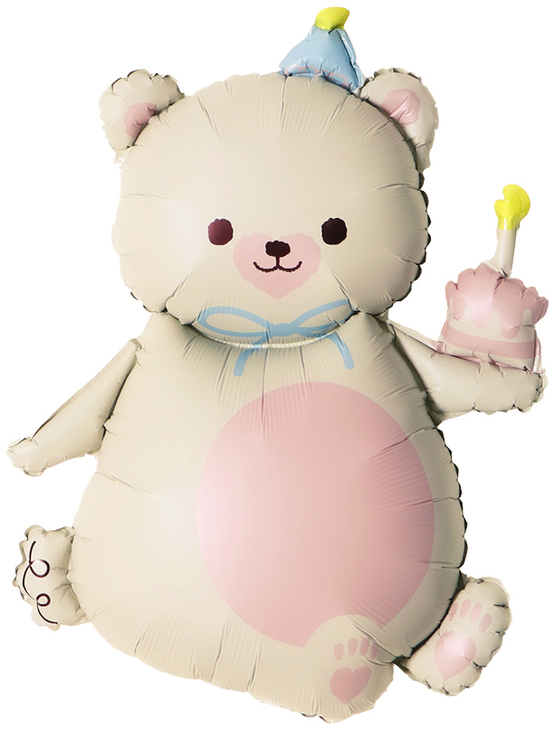 Шар (39''/99 см) Фигура, Мишка с кексиком, Кремовый, Сатин, 1 шт. Шар (39»/99 см) Фигура, Мишка с кексиком, Кремовый, Сатин, 1 шт.