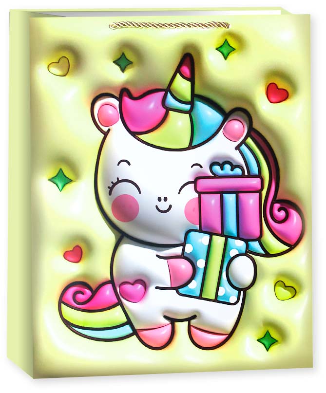 Пакет подарочный, Зефирный единорог, Дизайн №2, 23*18*10 см, 1 шт. Пакет подарочный, Зефирный единорог, Дизайн №2, 23*18*10 см, 1 шт.