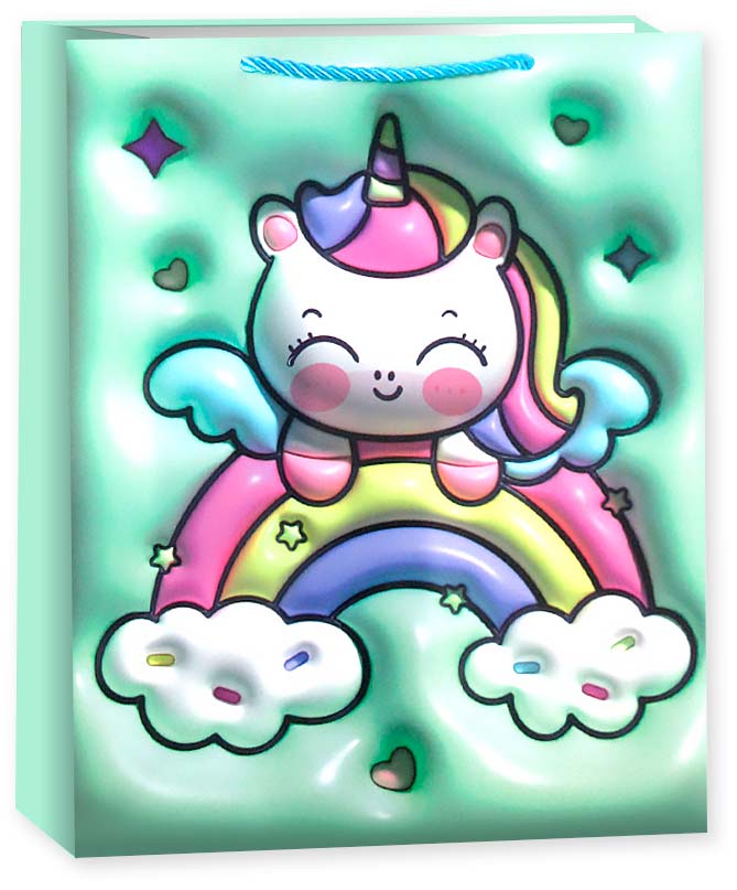 Пакет подарочный, Зефирный единорог, Дизайн №1, 23*18*10 см, 1 шт. Пакет подарочный, Зефирный единорог, Дизайн №1, 23*18*10 см, 1 шт.