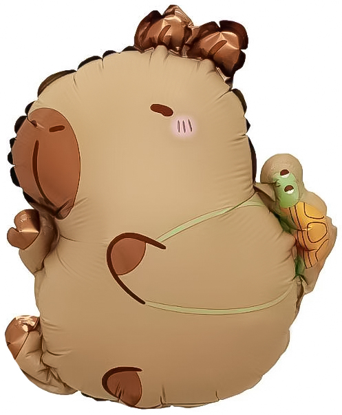 Шар с клапаном (15''/38 см) Мини-фигура, Капибара с черепашкой, 1 шт. Шар с клапаном (15»/38 см) Мини-фигура, Капибара с черепашкой, 1 шт.