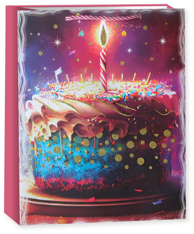 Пакет подарочный, Торт на День Рождения, Дизайн №2, с блестками, 24*18*8,5 см, 1 шт. Пакет подарочный, Торт на День Рождения, Дизайн №2, с блестками, 24*18*8,5 см, 1 шт.
