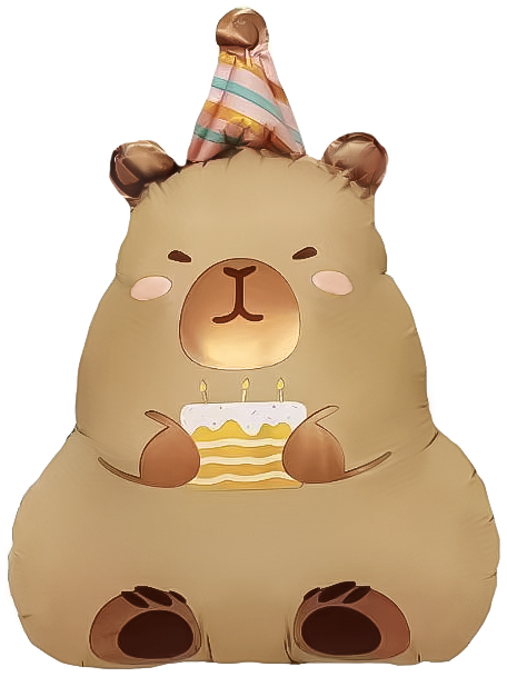 Шар с клапаном (16''/41 см) Мини-фигура, Капибара с тортиком, 1 шт. Шар с клапаном (16»/41 см) Мини-фигура, Капибара с тортиком, 1 шт.