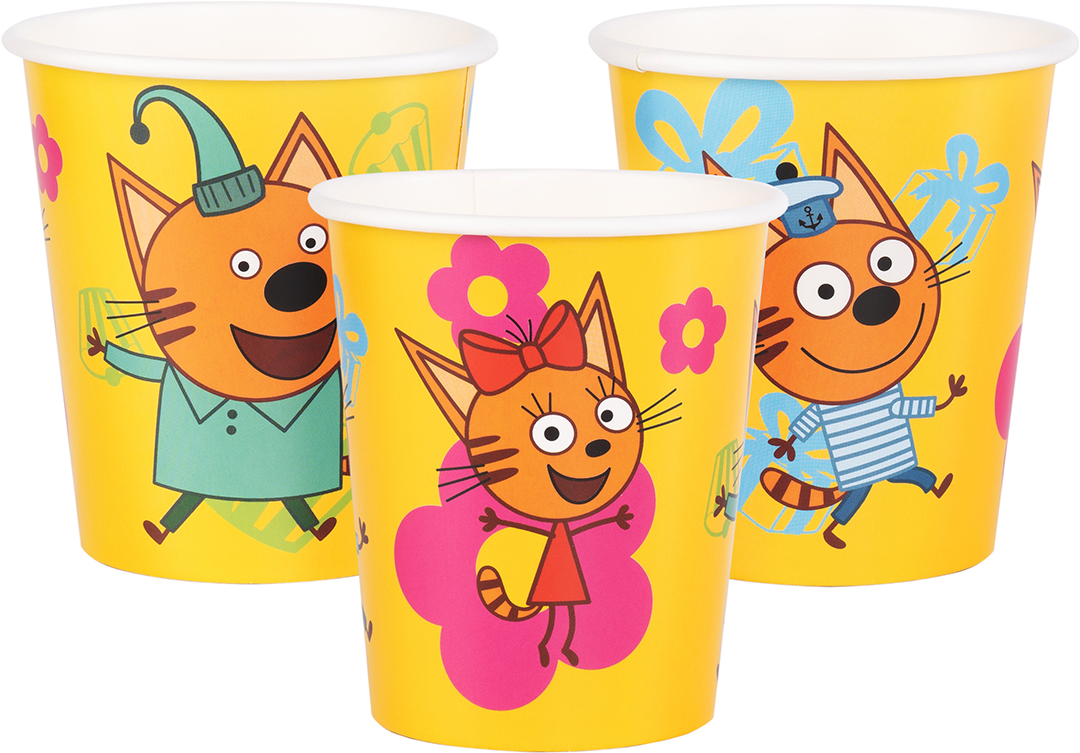 Стаканы (250 мл) Три Кота, Праздник для котят, 6 шт. Стаканы (250 мл) Три Кота, Праздник для котят, 6 шт.