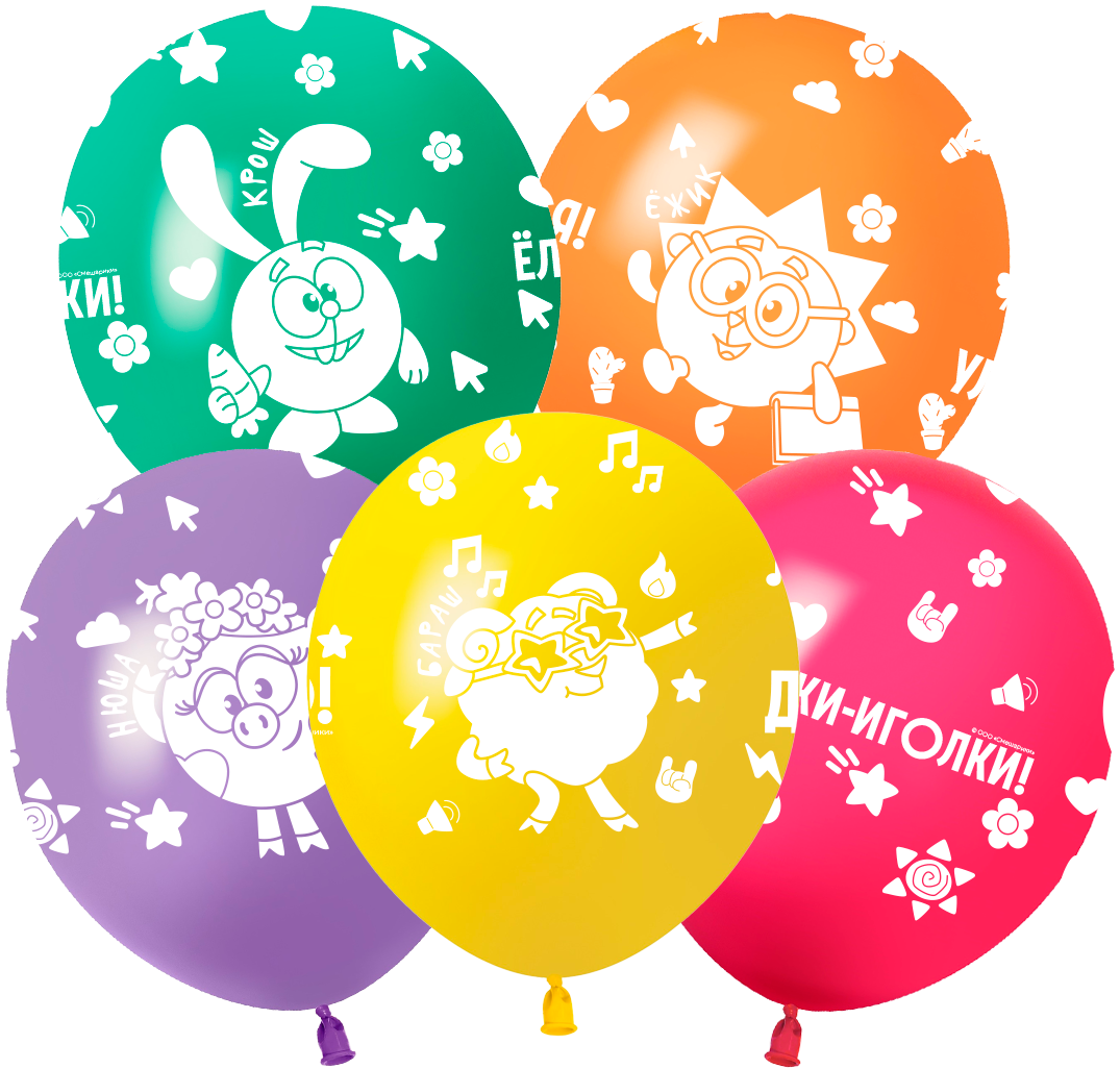 Шар (12''/30 см) Смешарики, Ассорти, пастель, 5 ст, 25 шт. Шар (12»/30 см) Смешарики, Ассорти, пастель, 5 ст, 25 шт.