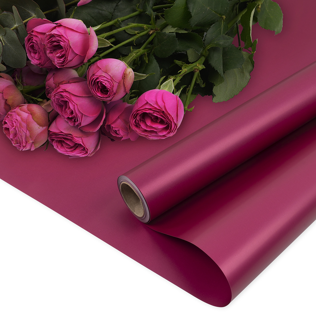 Упаковочная пленка 65мкр (0,57*10 м) Однотонная, Бургундия, Матовый, 1 шт. Упаковочная пленка 65мкр (0,57*10 м) Однотонная, Бургундия, Матовый, 1 шт.