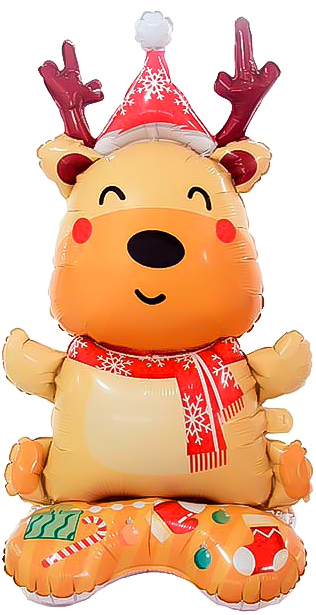 Шар 3D (38''/97 см) Фигура на подставке, Новогодний олень, 1 шт. в уп. Шар 3D (38»/97 см) Фигура на подставке, Новогодний олень, 1 шт. в уп.