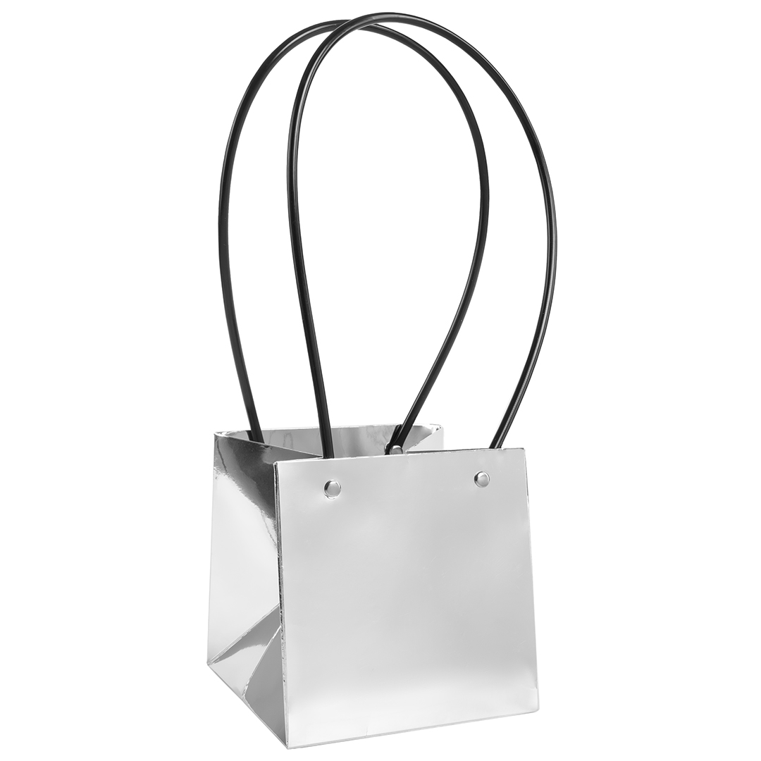 Пакет для цветов, Мастхэв, Серебро, Металлик, 13*13*13 см, 1 шт. Пакет для цветов, Мастхэв, Серебро, Металлик, 13*13*13 см, 1 шт.