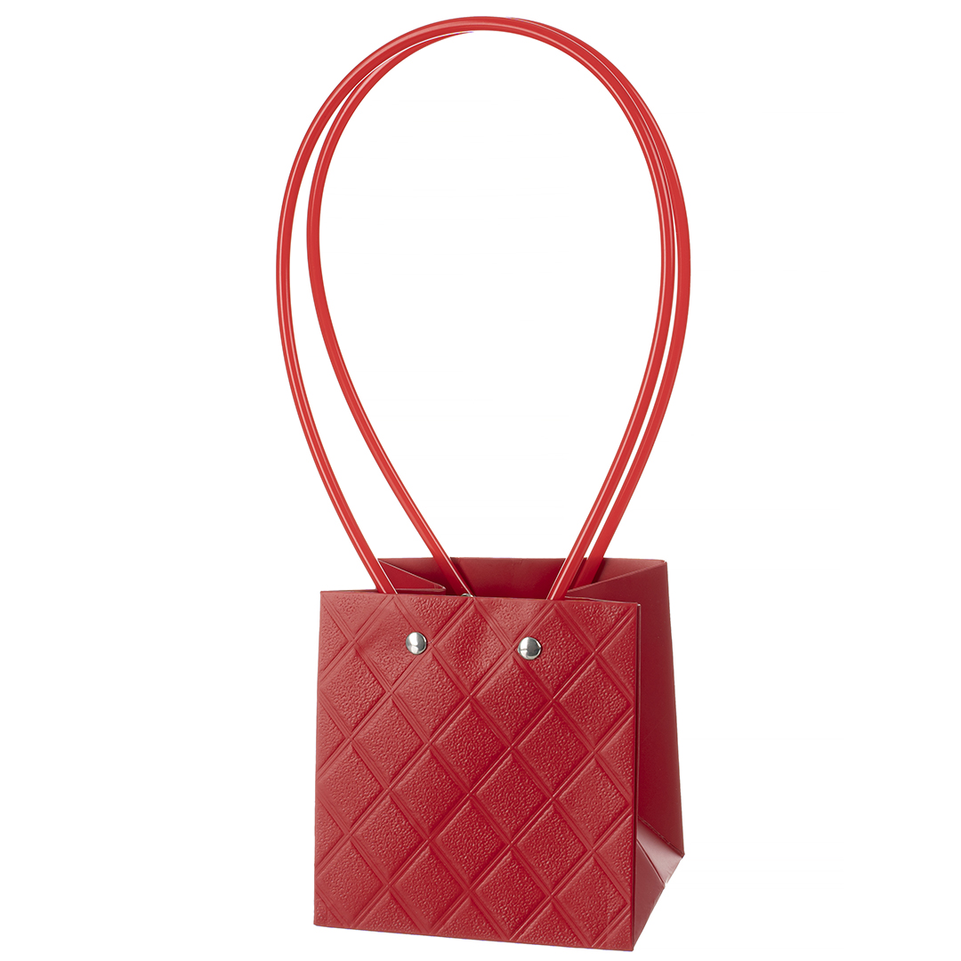 Пакет для цветов, Мастхэв, с тиснением, Красный, 12*12*11 см, 1 шт. Пакет для цветов, Мастхэв, с тиснением, Красный, 12*12*11 см, 1 шт.