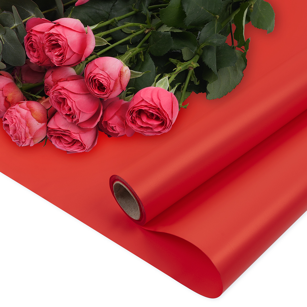 Упаковочная пленка 65мкр (0,57*10 м) Двухцветная, Красный/Красный, Матовый, 1 шт. Упаковочная пленка 65мкр (0,57*10 м) Двухцветная, Красный/Красный, Матовый, 1 шт.