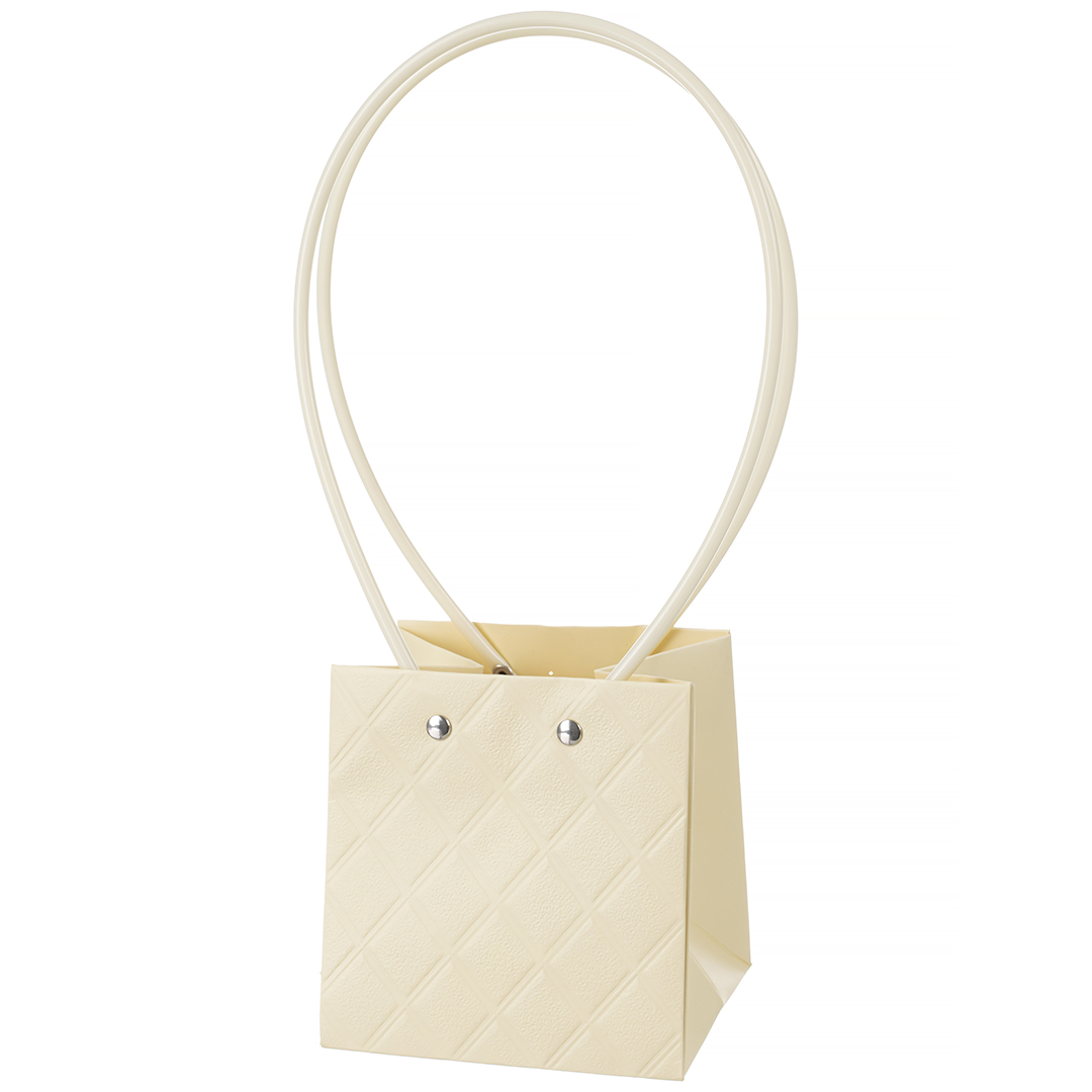 Пакет для цветов, Мастхэв, с тиснением, Кремовый, 12*12*11 см, 1 шт. Пакет для цветов, Мастхэв, с тиснением, Кремовый, 12*12*11 см, 1 шт.