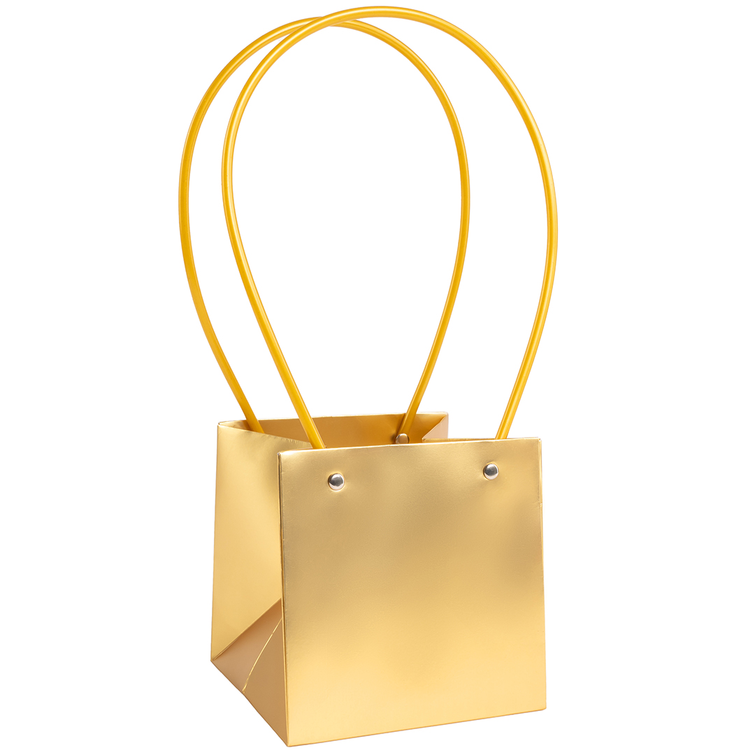 Пакет для цветов, Мастхэв, Золото, Сатин, 13*13*13 см, 1 шт. Пакет для цветов, Мастхэв, Золото, Сатин, 13*13*13 см, 1 шт.