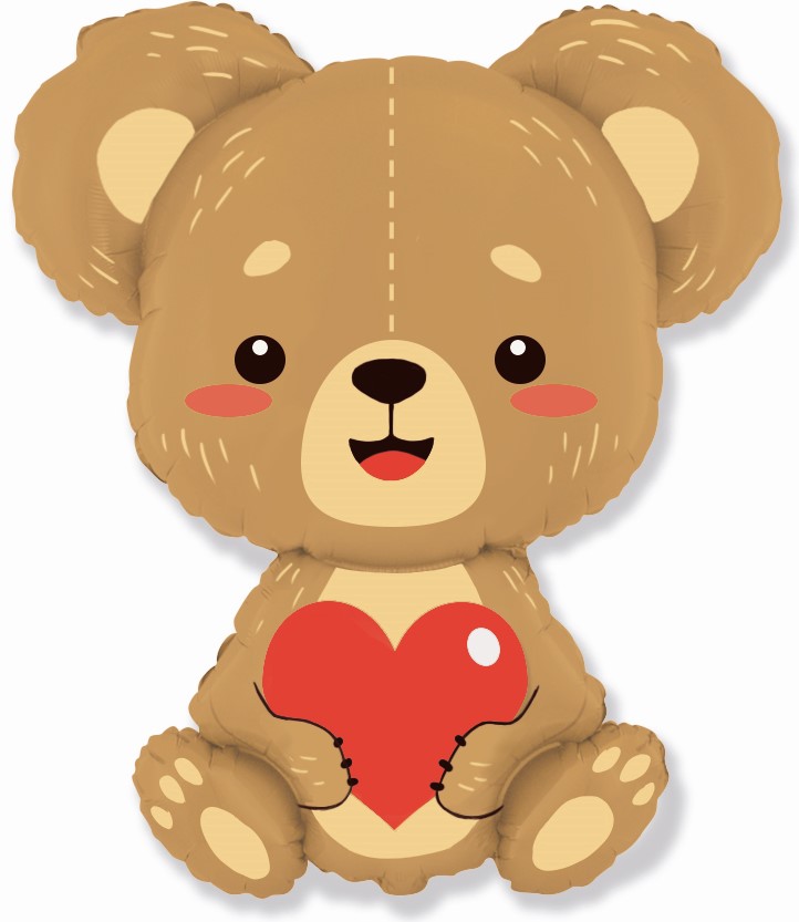 Шар (12''/30 см) Мини-фигура, Плюшевый мишка с сердцем, 1 шт. Шар (12»/30 см) Мини-фигура, Плюшевый мишка с сердцем, 1 шт.