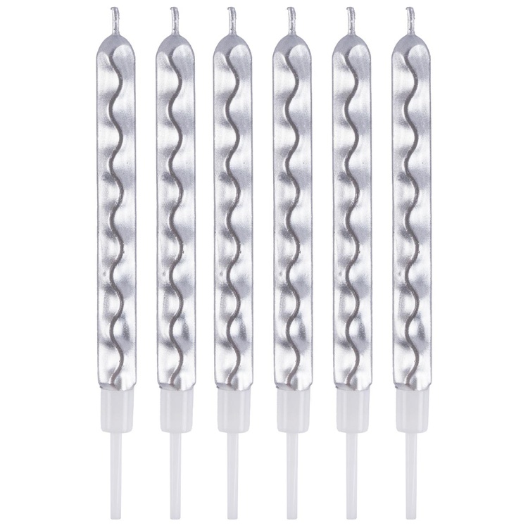 Свечи Цунами Серебро 10см 6шт/G Свечи Цунами Серебро 10см 6шт/G
