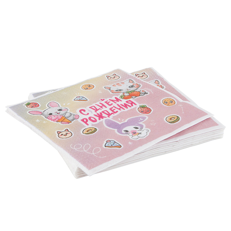 Салфетки "С Днем Рождения" Кавайи (Kawaii) / 12 шт. / Салфетки «С Днем Рождения» Кавайи (Kawaii) / 12 шт. /