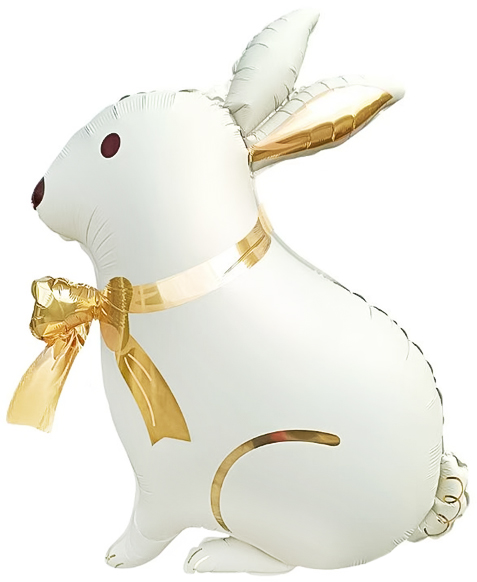 Шар (33''/84 см) Фигура, Зайка с золотым бантиком, Сатин, 1 шт. Шар (33»/84 см) Фигура, Зайка с золотым бантиком, Сатин, 1 шт.