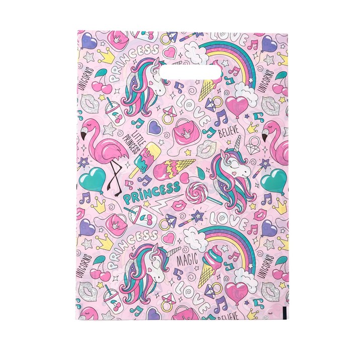Пакет полиэтиленовый с вырубной ручкой «Единороги», 30×40 см, 50 мкм, 1 шт. Пакет полиэтиленовый с вырубной ручкой «Единороги», 30×40 см, 50 мкм, 1 шт.