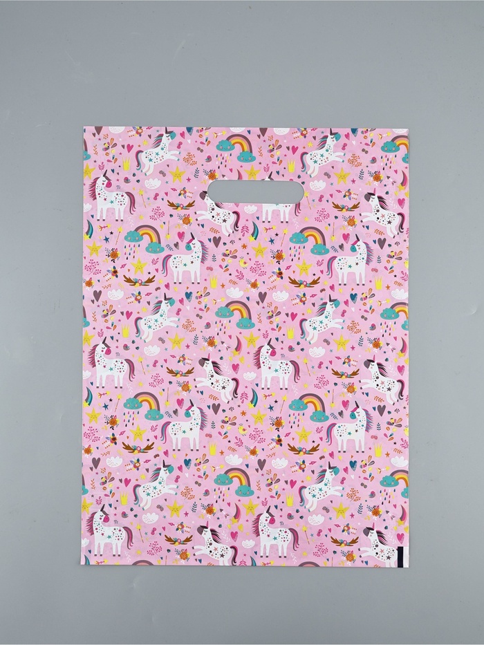 Пакет полиэтиленовый с вырубной ручкой «Единорожки», детский, 50 мкм 30×40 см, 1 шт. Пакет полиэтиленовый с вырубной ручкой «Единорожки», детский, 50 мкм 30×40 см, 1 шт.
