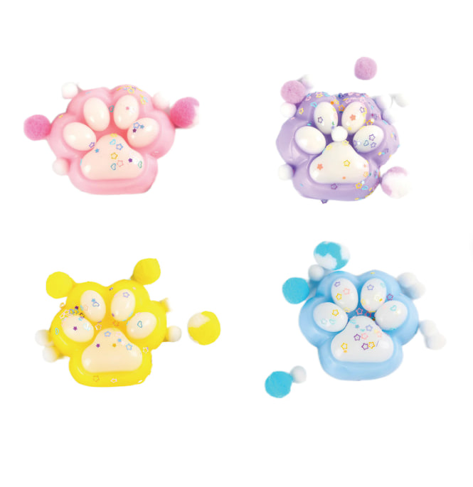 Игрушка-антистресс "ДВУХЦВЕТНАЯ КОШАЧЬЯ ЛАПКА С ПОМПОНАМИ", 7х6 см, ассорти, дисплей, JOLLY J., 1 шт Игрушка-антистресс «ДВУХЦВЕТНАЯ КОШАЧЬЯ ЛАПКА С ПОМПОНАМИ», 7х6 см, ассорти, дисплей, JOLLY J., 1 шт