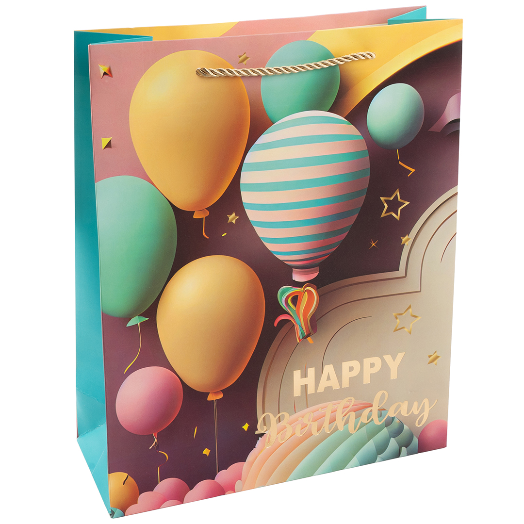 Пакет подарочный, 210гр, Happy Birthday, Праздничный микс, Дизайн №2, Металлик, 32*26*10 см, 1 шт. Пакет подарочный, 210гр, Happy Birthday, Праздничный микс, Дизайн №2, Металлик, 32*26*10 см, 1 шт.