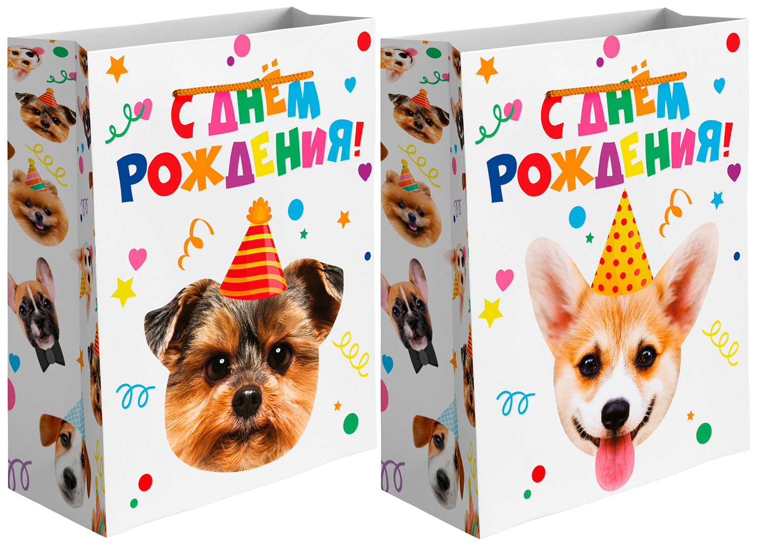 6494d192_4310_486e_9380_0e9850eb183a_299744b2_13c5_11f1_b640_5c6f6916e93d Пакет подарочный, 210гр, Собачка в колпачке, Лаковый, 41*31*12 см, 1 шт.