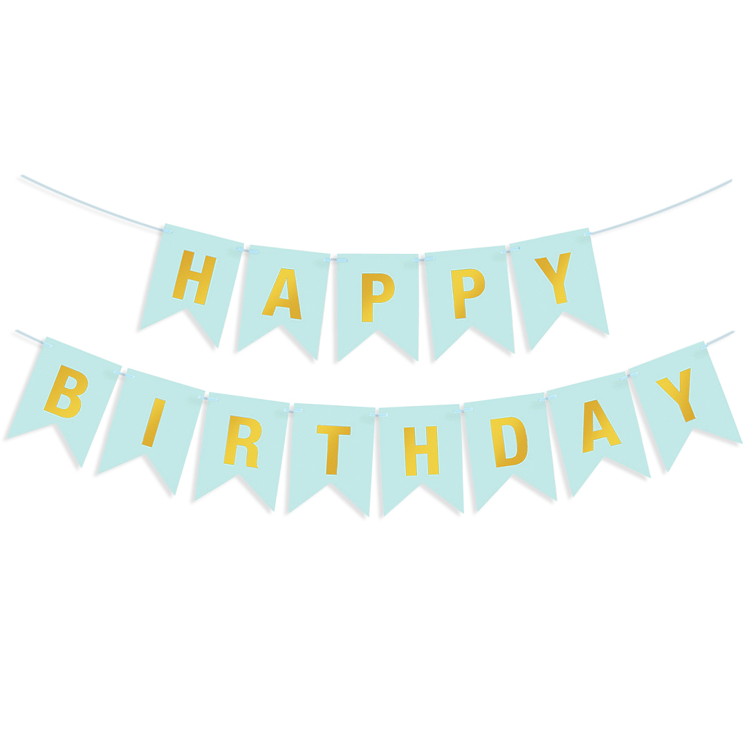 Гирлянда Флажки, Happy Birthday, Голубой/Золото, Металлик, 500 см, 16*12 см, 1 упак. Гирлянда Флажки, Happy Birthday, Голубой/Золото, Металлик, 500 см, 16*12 см, 1 упак.