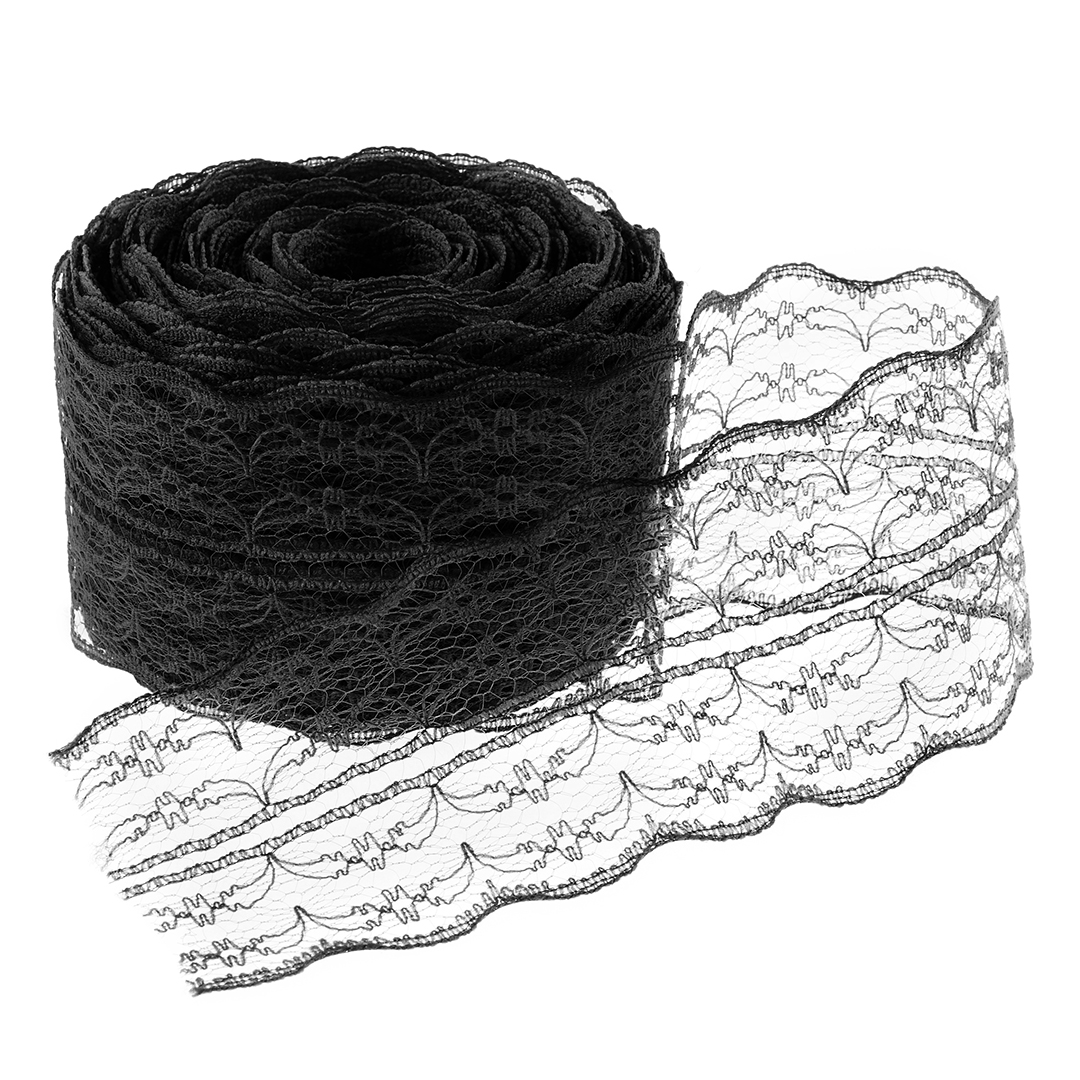 Декоративная лента (4,5 см*10 м) Широкое Кружево, Черный, 1 шт. Декоративная лента (4,5 см*10 м) Широкое Кружево, Черный, 1 шт.