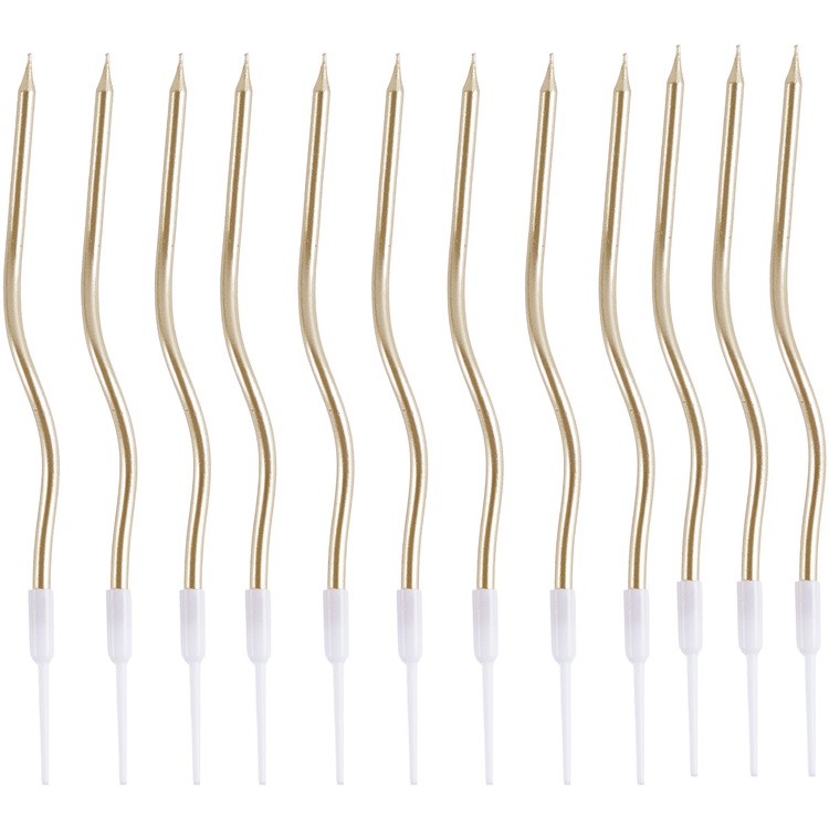 Свечи Волна шампань с подст 13см 12шт/G Свечи Волна шампань с подст 13см 12шт/G