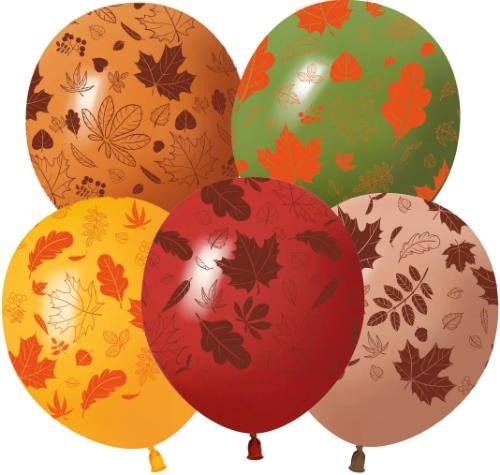 Шар (12''/30 см) Осенние листья, Ассорти, пастель, 5 ст, 25 шт. Шар (12»/30 см) Осенние листья, Ассорти, пастель, 5 ст, 25 шт.
