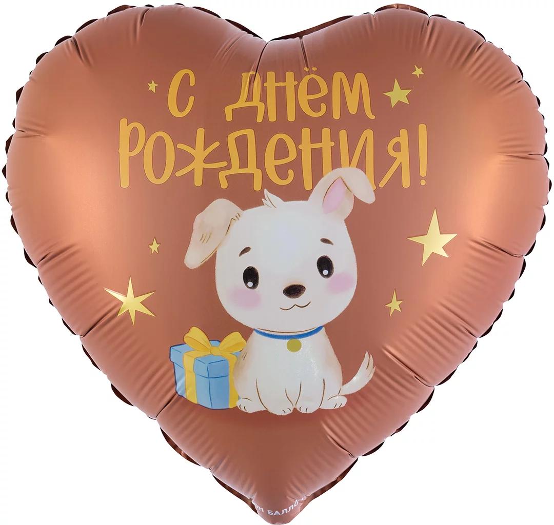 Шар (18''/46 см) Сердце, С Днем Рождения! (щенок с подарком), Сатин, 1 шт. в уп. Шар (18»/46 см) Сердце, С Днем Рождения! (щенок с подарком), Сатин, 1 шт. в уп.