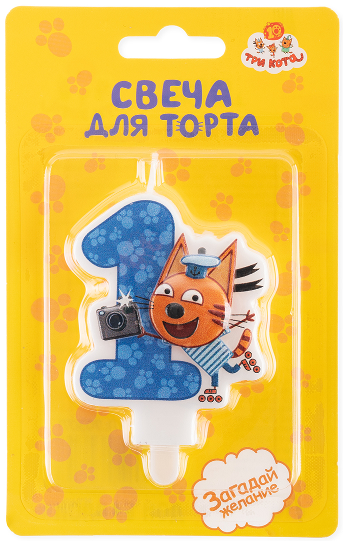 Свеча Цифра, 1 Три Кота, Коржик, 5,5*6 + 1,5 см, 1 шт. с держат. Свеча Цифра, 1 Три Кота, Коржик, 5,5*6 + 1,5 см, 1 шт. с держат.