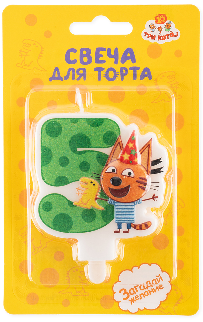 Свеча Цифра, 5 Три Кота, Коржик, 6*6,4 + 1,5 см, 1 шт. с держат. Свеча Цифра, 5 Три Кота, Коржик, 6*6,4 + 1,5 см, 1 шт. с держат.