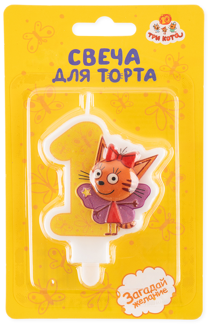 Свеча Цифра, 1 Три Кота, Карамелька, 5,8*6 + 1,5 см, 1 шт. с держат. Свеча Цифра, 1 Три Кота, Карамелька, 5,8*6 + 1,5 см, 1 шт. с держат.