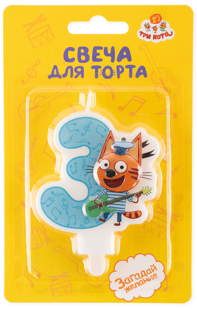 Свеча Цифра, 3 Три Кота, Коржик, 6*6,2 + 1,5 см, 1 шт. с держат. Свеча Цифра, 3 Три Кота, Коржик, 6*6,2 + 1,5 см, 1 шт. с держат.