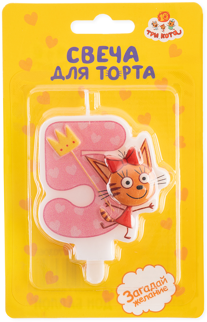 Свеча Цифра, 5 Три Кота, Карамелька, 6*6,2 + 1,5 см, 1 шт. с держат. Свеча Цифра, 5 Три Кота, Карамелька, 6*6,2 + 1,5 см, 1 шт. с держат.
