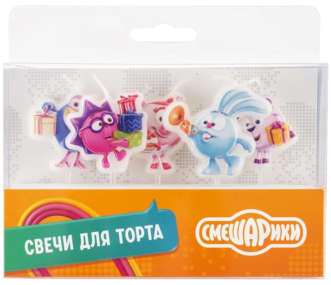 Свечи Смешарики, С Днем Рождения!, 4 + 4 см, 5 шт. с держат. Свечи Смешарики, С Днем Рождения!, 4 + 4 см, 5 шт. с держат.